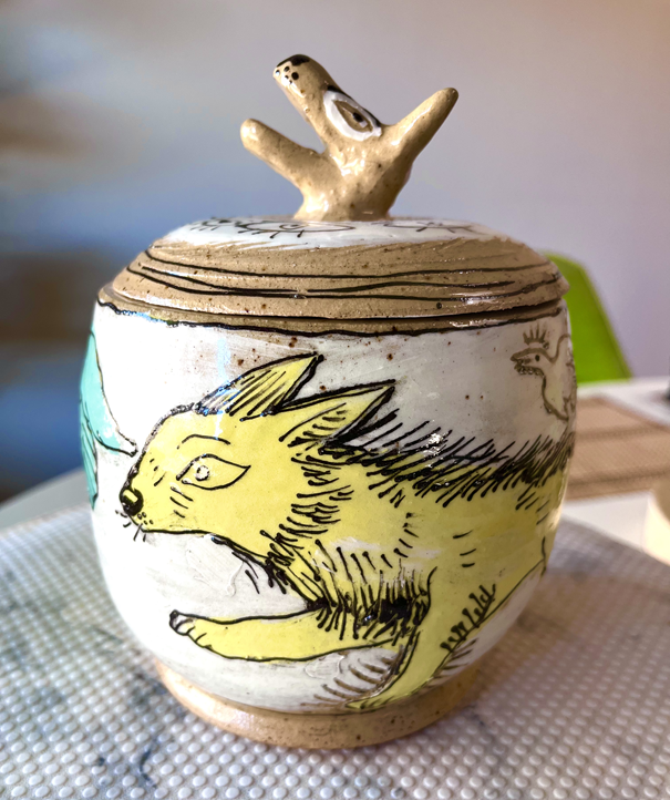 dog and bird jar